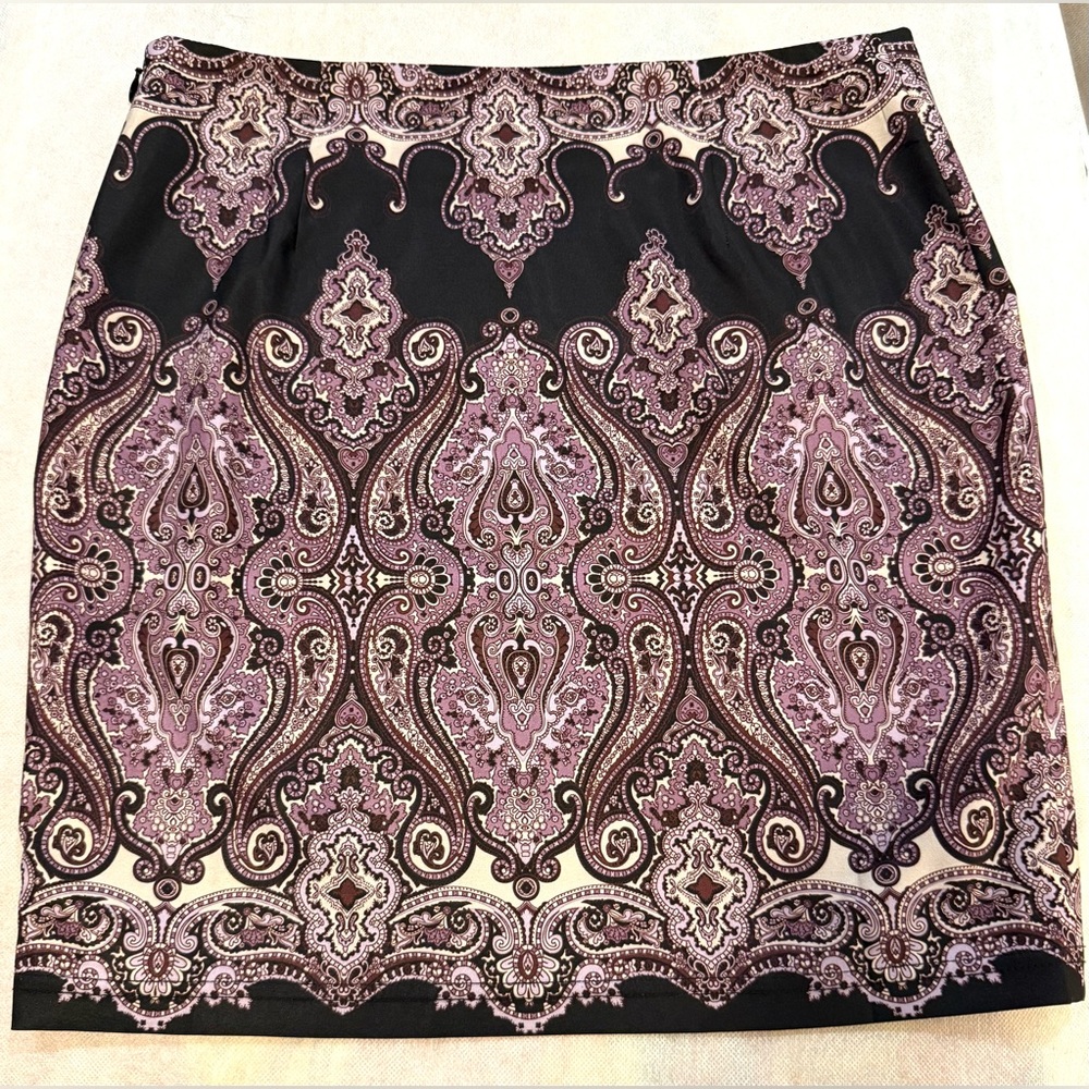 INC Paisley Print Mini Pencil Skirt Size 6P Vintage.